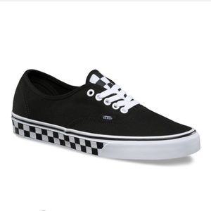 Checkered tape black and white tongue vans 5 women
